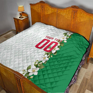 Personalized Algeria Football Desert Fox Quilt Desert Fox Mascot Soccer Art With Floral Jasmine And Flag
