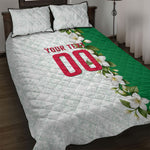 Personalized Algeria Football Desert Fox Quilt Bed Set Desert Fox Mascot Soccer Art With Floral Jasmine And Flag