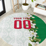 Personalized Algeria Football Desert Fox Round Carpet Desert Fox Mascot Soccer Art With Floral Jasmine And Flag