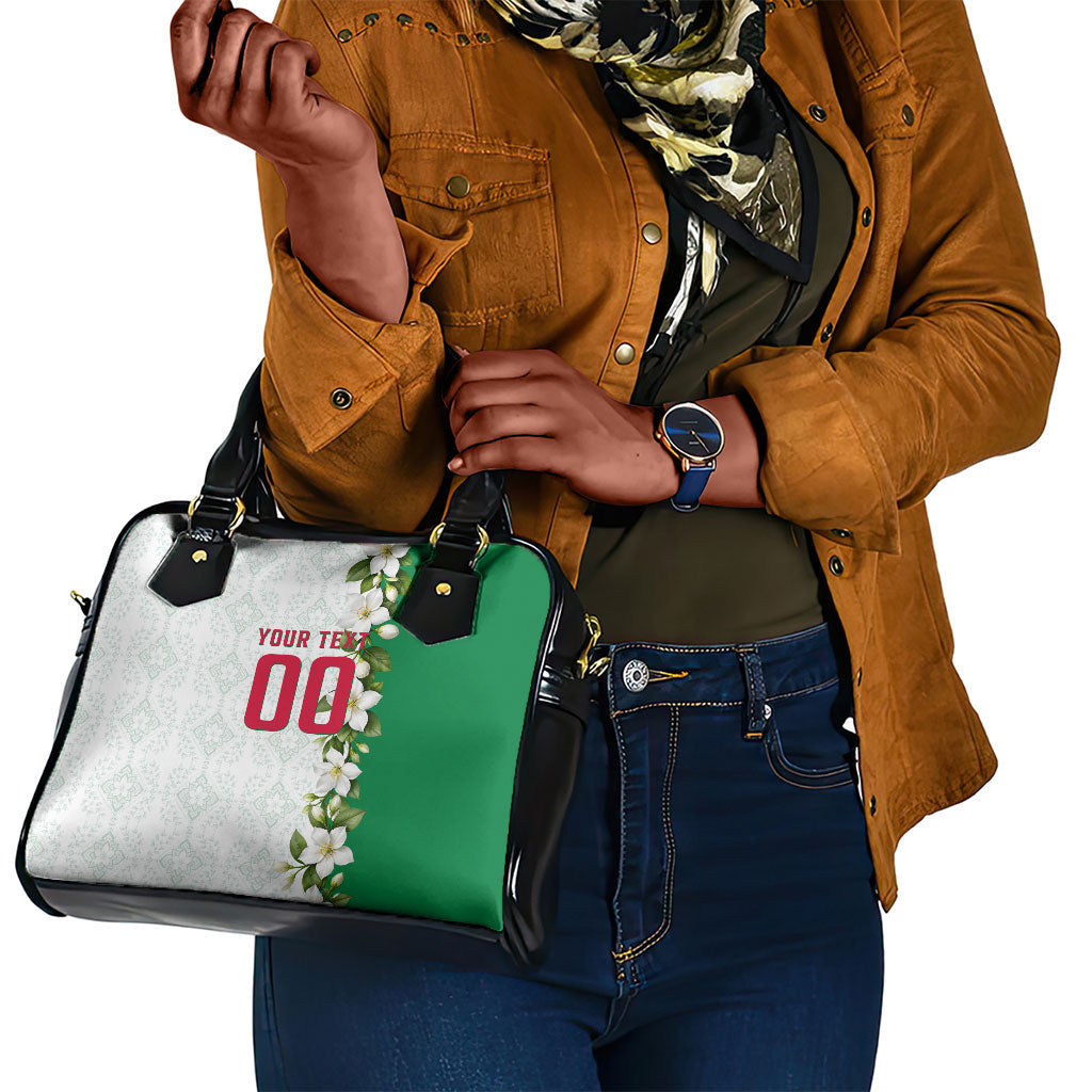 Personalized Algeria Football Desert Fox Shoulder Handbag Desert Fox Mascot Soccer Art With Floral Jasmine And Flag