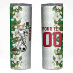 Personalized Algeria Football Desert Fox Skinny Tumbler Desert Fox Mascot Soccer Art With Floral Jasmine And Flag