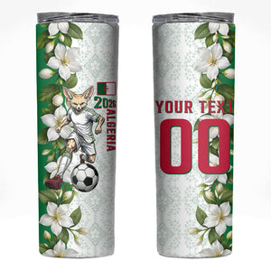 Personalized Algeria Football Desert Fox Skinny Tumbler Desert Fox Mascot Soccer Art With Floral Jasmine And Flag