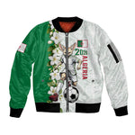 Personalized Algeria Football Desert Fox Sleeve Zip Bomber Jacket Desert Fox Mascot Soccer Art With Floral Jasmine And Flag