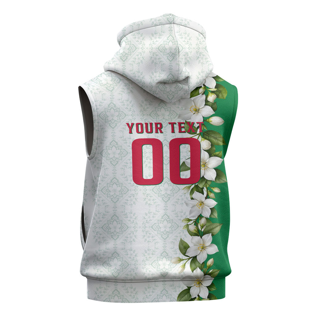 Personalized Algeria Football Desert Fox Sleeveless Hoodie Desert Fox Mascot Soccer Art With Floral Jasmine And Flag