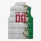 Personalized Algeria Football Desert Fox Sleeveless Puffer Jacket Desert Fox Mascot Soccer Art With Floral Jasmine And Flag