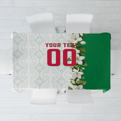 Personalized Algeria Football Desert Fox Tablecloth Desert Fox Mascot Soccer Art With Floral Jasmine And Flag