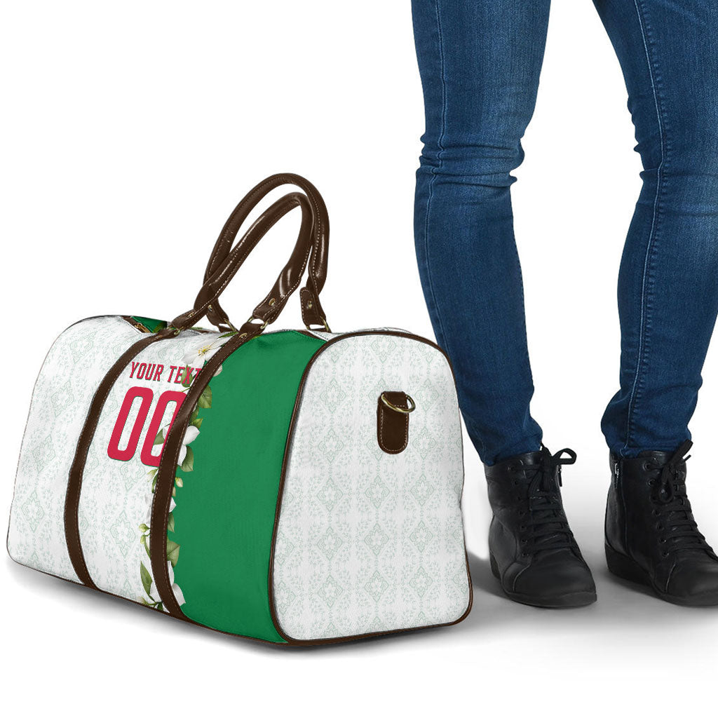 Personalized Algeria Football Desert Fox Travel Bag Desert Fox Mascot Soccer Art With Floral Jasmine And Flag