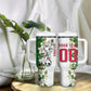 Personalized Algeria Football Desert Fox Tumbler With Handle Desert Fox Mascot Soccer Art With Floral Jasmine And Flag