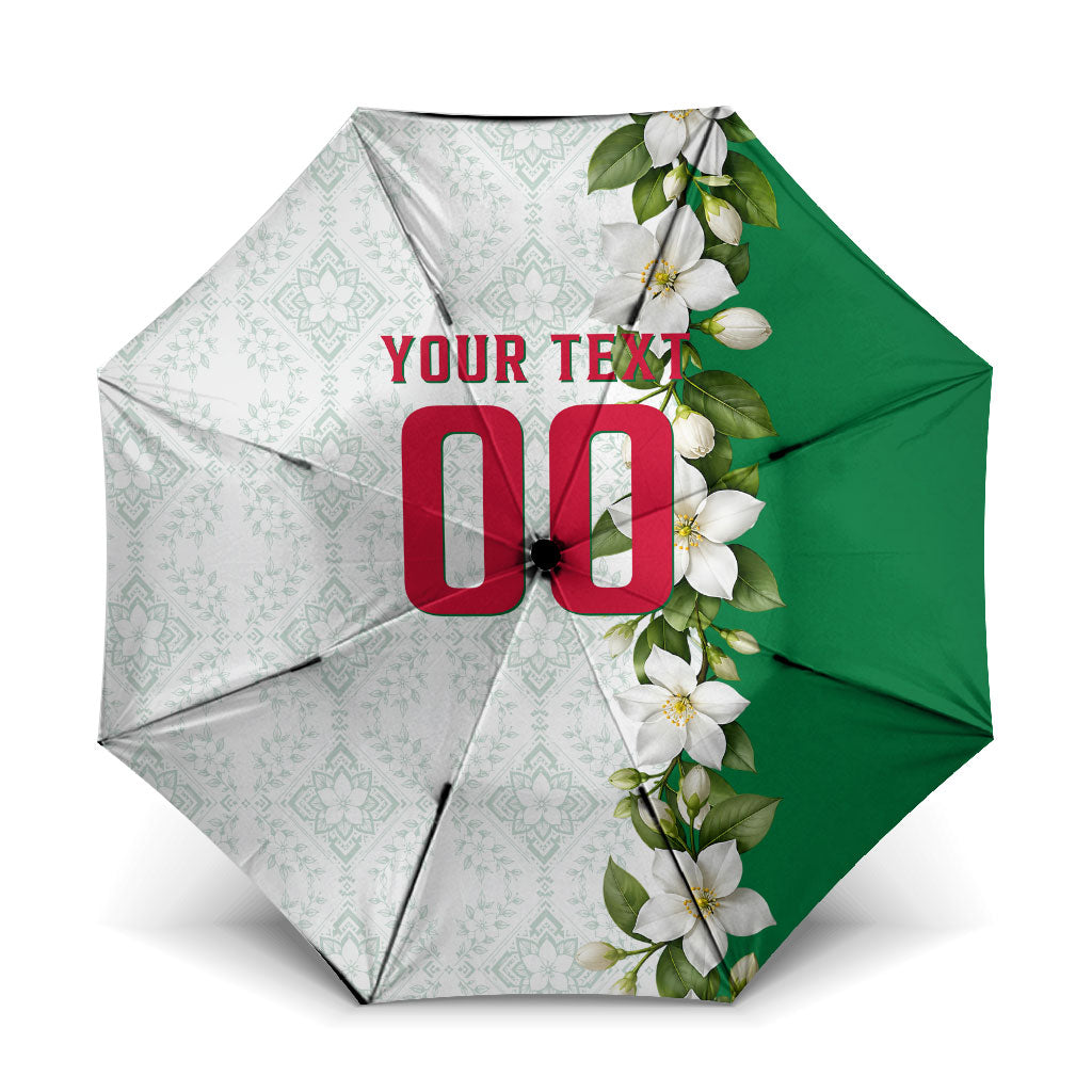 Personalized Algeria Football Desert Fox Umbrella Desert Fox Mascot Soccer Art With Floral Jasmine And Flag