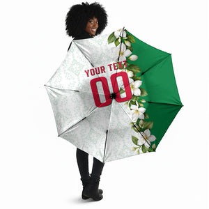 Personalized Algeria Football Desert Fox Umbrella Desert Fox Mascot Soccer Art With Floral Jasmine And Flag