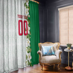 Personalized Algeria Football Desert Fox Window Curtain Desert Fox Mascot Soccer Art With Floral Jasmine And Flag