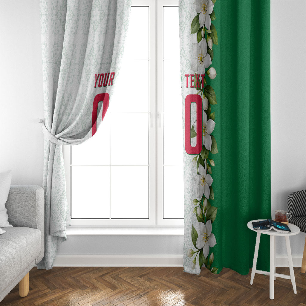 Personalized Algeria Football Desert Fox Window Curtain Desert Fox Mascot Soccer Art With Floral Jasmine And Flag