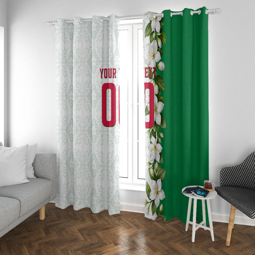 Personalized Algeria Football Desert Fox Window Curtain Desert Fox Mascot Soccer Art With Floral Jasmine And Flag