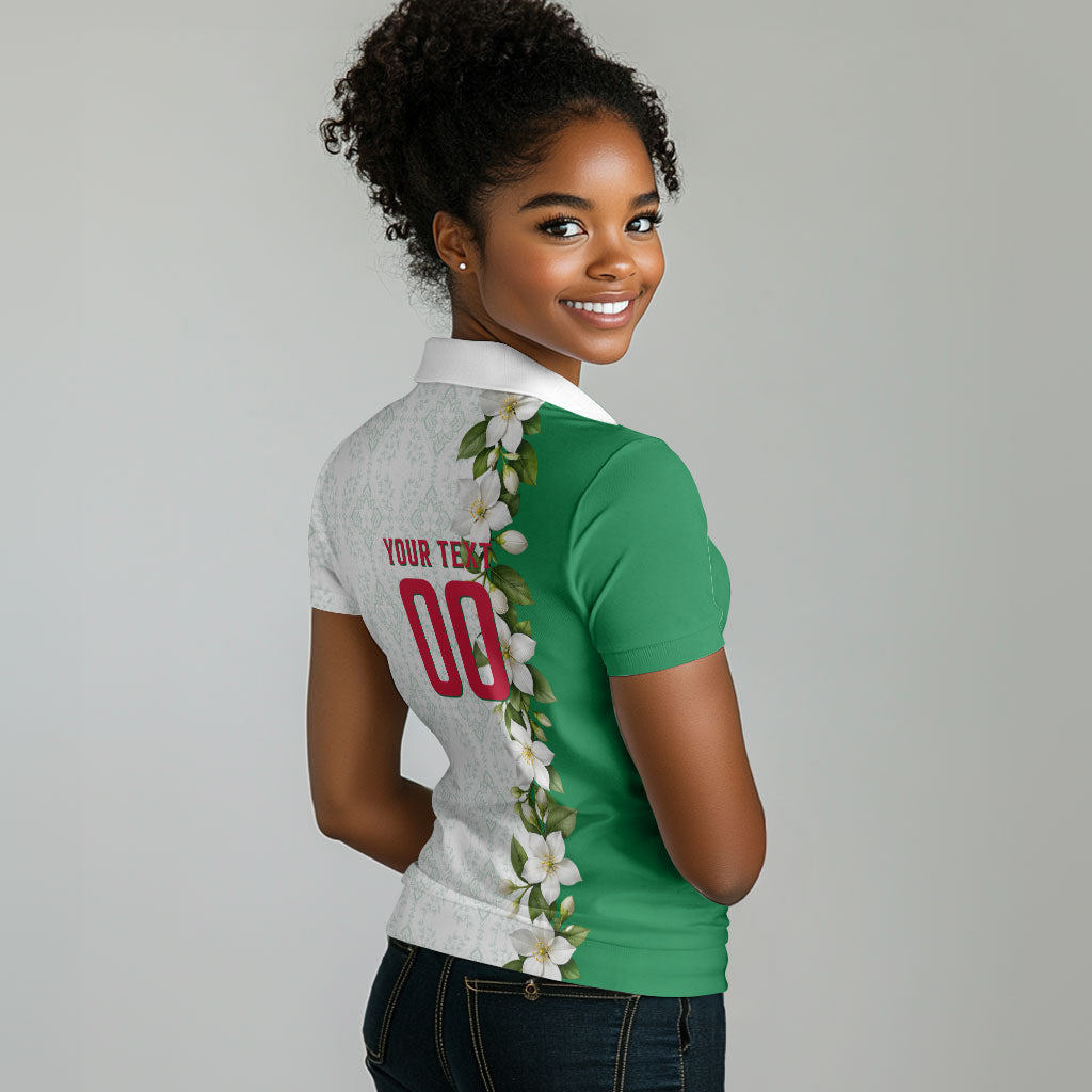 Personalized Algeria Football Desert Fox Women Polo Shirt Desert Fox Mascot Soccer Art With Floral Jasmine And Flag
