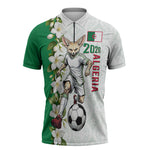 Personalized Algeria Football Desert Fox Zipper Polo Shirt Desert Fox Mascot Soccer Art With Floral Jasmine And Flag