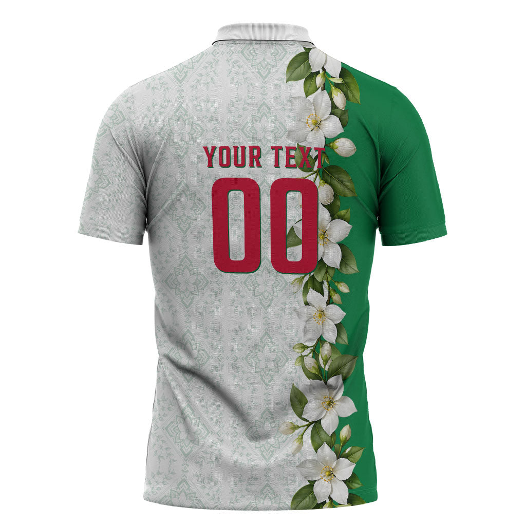 Personalized Algeria Football Desert Fox Zipper Polo Shirt Desert Fox Mascot Soccer Art With Floral Jasmine And Flag