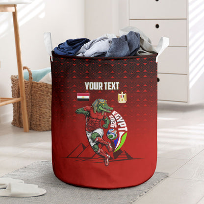 Personalized Egypt Soccer Crocodile Mascot Laundry Basket Egyptian Pyramid Football Cultural Graphic Art