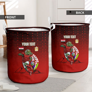 Personalized Egypt Soccer Crocodile Mascot Laundry Basket Egyptian Pyramid Football Cultural Graphic Art