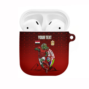 Personalized Egypt Soccer Crocodile Mascot AirPods Case Egyptian Pyramid Football Cultural Graphic Art