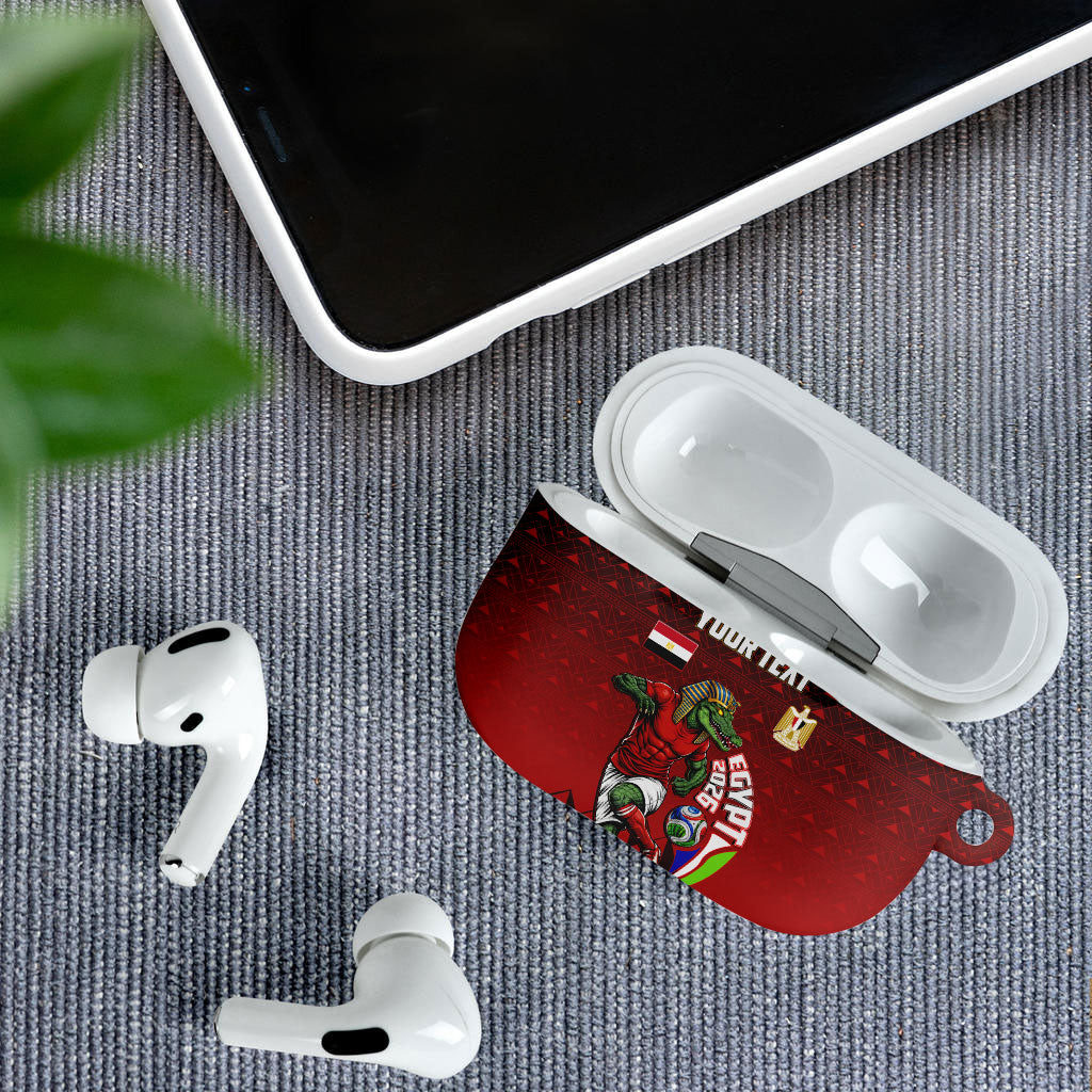 Personalized Egypt Soccer Crocodile Mascot AirPods Case Egyptian Pyramid Football Cultural Graphic Art