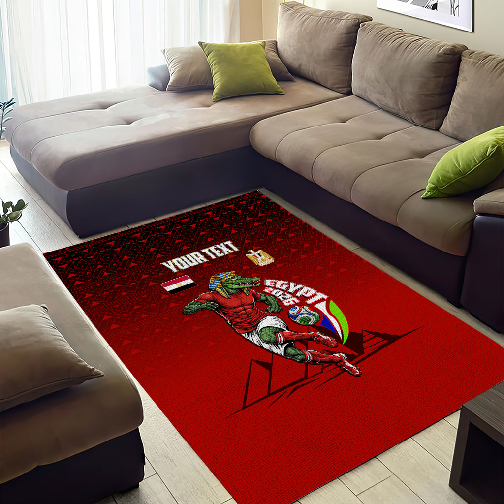 Personalized Egypt Soccer Crocodile Mascot Area Rug Egyptian Pyramid Football Cultural Graphic Art