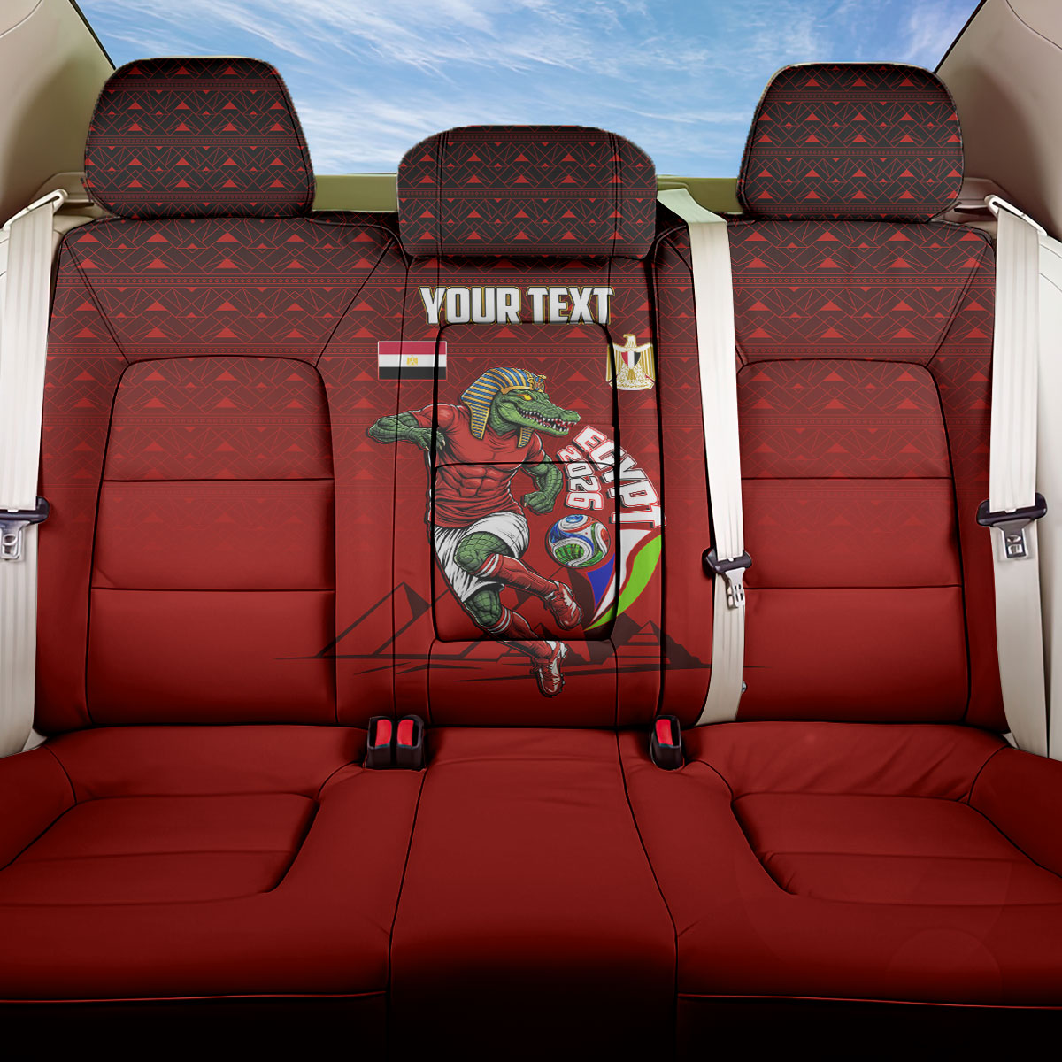 Personalized Egypt Soccer Crocodile Mascot Back Car Seat Cover Egyptian Pyramid Football Cultural Graphic Art
