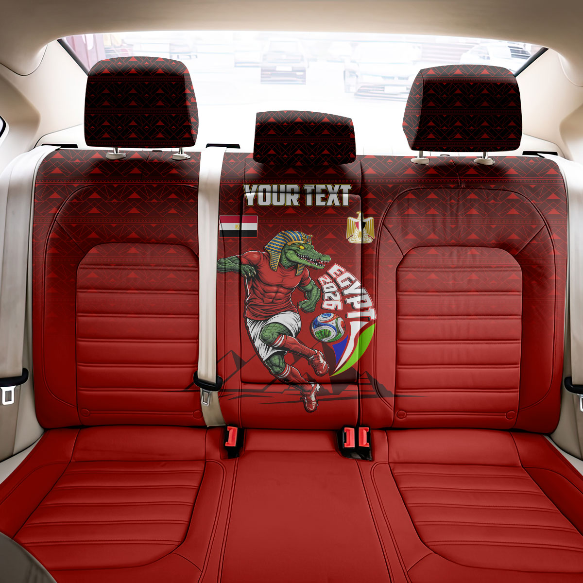 Personalized Egypt Soccer Crocodile Mascot Back Car Seat Cover Egyptian Pyramid Football Cultural Graphic Art