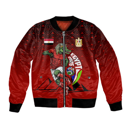 Personalized Egypt Soccer Crocodile Mascot Bomber Jacket Egyptian Pyramid Football Cultural Graphic Art