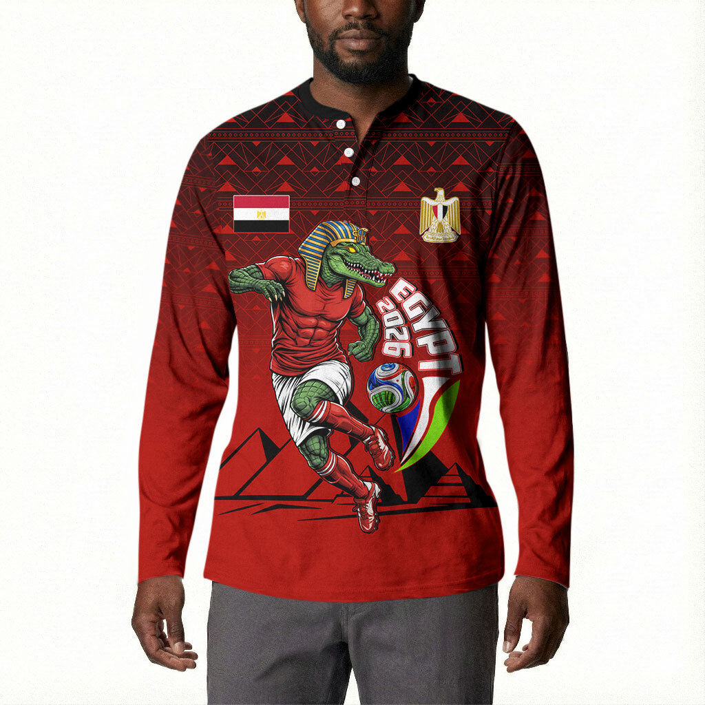 Personalized Egypt Soccer Crocodile Mascot Button Sweatshirt Egyptian Pyramid Football Cultural Graphic Art