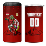 Personalized Egypt Soccer Crocodile Mascot 4 in 1 Can Cooler Tumbler Egyptian Pyramid Football Cultural Graphic Art