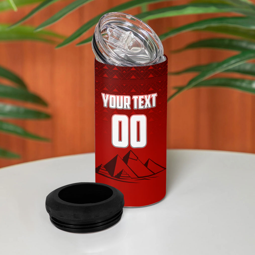 Personalized Egypt Soccer Crocodile Mascot 4 in 1 Can Cooler Tumbler Egyptian Pyramid Football Cultural Graphic Art