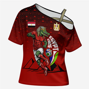 Personalized Egypt Soccer Crocodile Mascot Cross Shoulder Shirt Egyptian Pyramid Football Cultural Graphic Art
