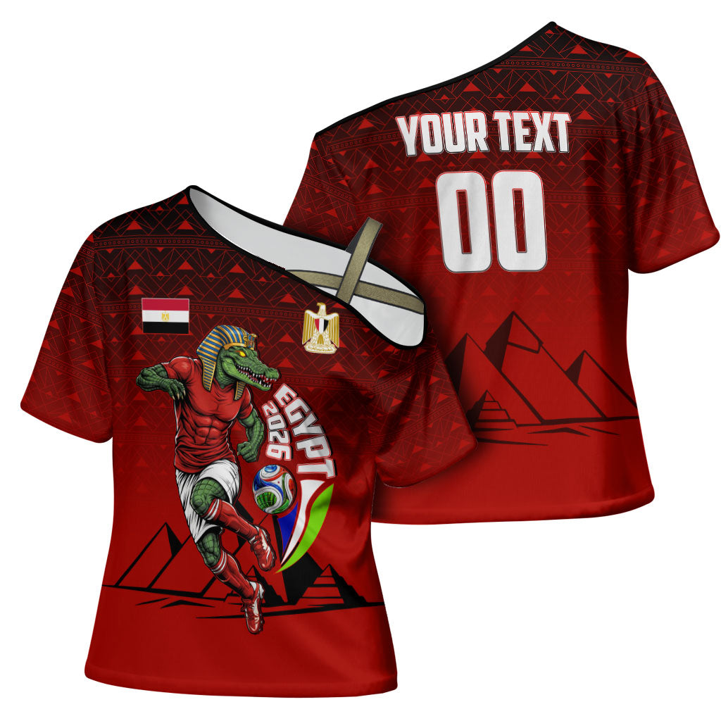 Personalized Egypt Soccer Crocodile Mascot Cross Shoulder Shirt Egyptian Pyramid Football Cultural Graphic Art