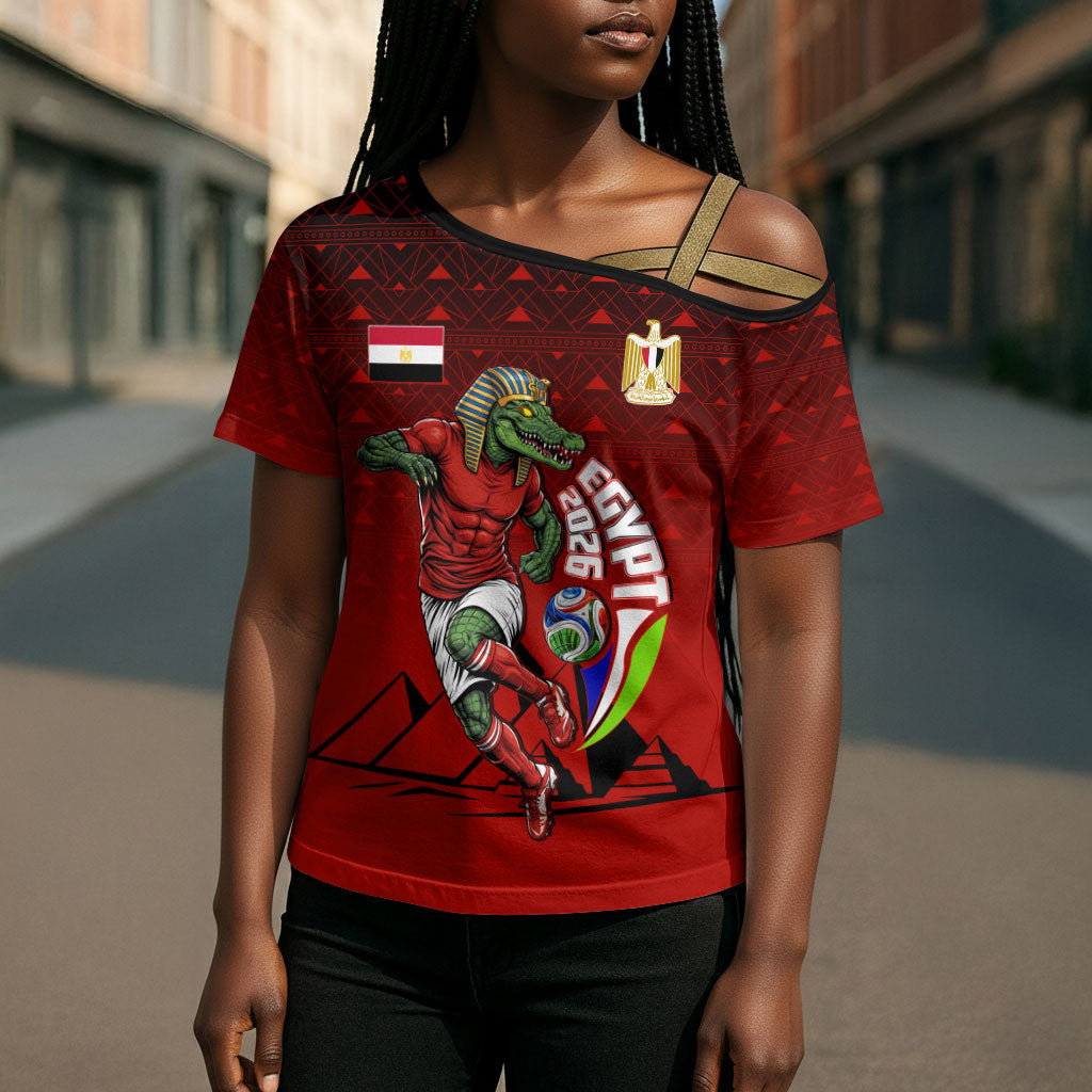 Personalized Egypt Soccer Crocodile Mascot Cross Shoulder Shirt Egyptian Pyramid Football Cultural Graphic Art