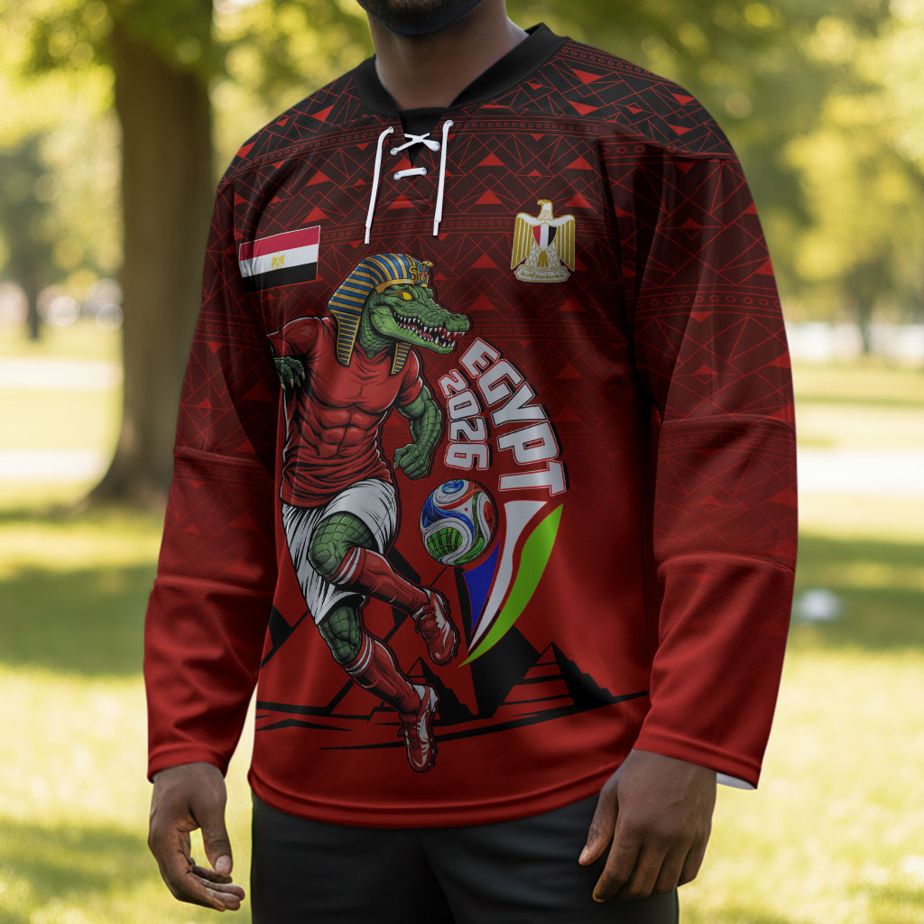 Personalized Egypt Soccer Crocodile Mascot Hockey Jersey Egyptian Pyramid Football Cultural Graphic Art
