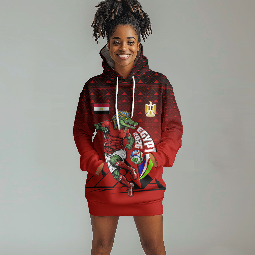 Personalized Egypt Soccer Crocodile Mascot Hoodie Dress Egyptian Pyramid Football Cultural Graphic Art