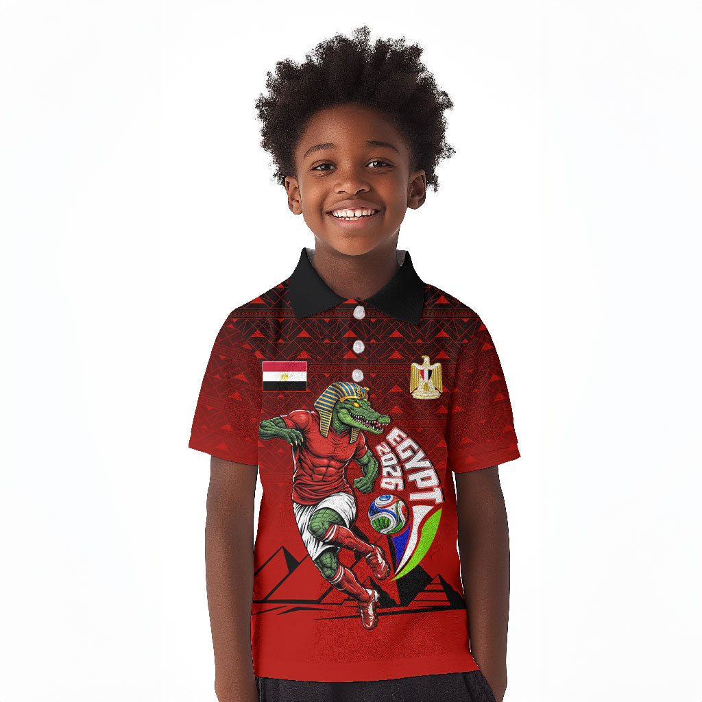 Personalized Egypt Soccer Crocodile Mascot Kid Polo Shirt Egyptian Pyramid Football Cultural Graphic Art