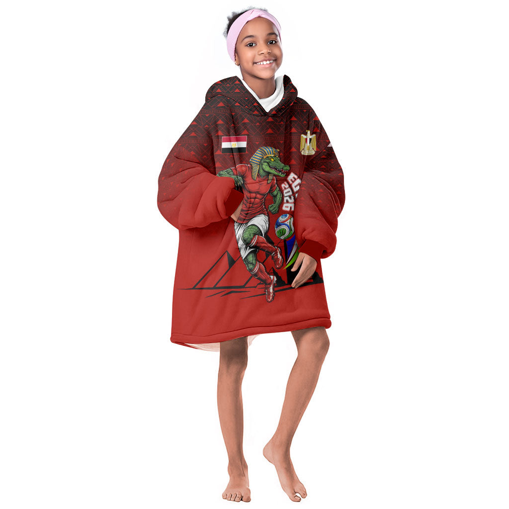 Personalized Egypt Soccer Crocodile Mascot Kid Wearable Blanket Hoodie Egyptian Pyramid Football Cultural Graphic Art