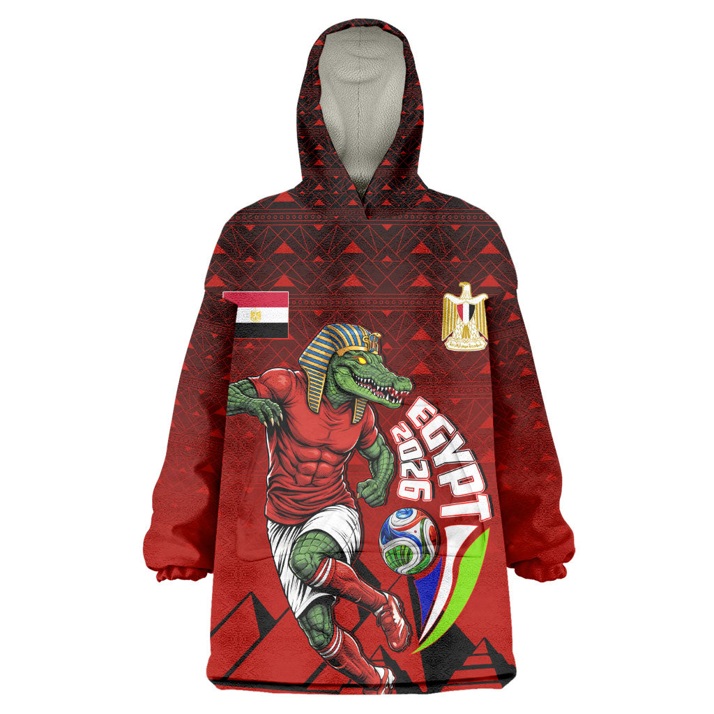 Personalized Egypt Soccer Crocodile Mascot Kid Wearable Blanket Hoodie Egyptian Pyramid Football Cultural Graphic Art