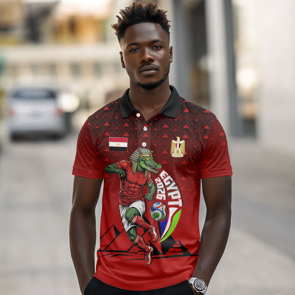 Personalized Egypt Soccer Crocodile Mascot Polo Shirt Egyptian Pyramid Football Cultural Graphic Art
