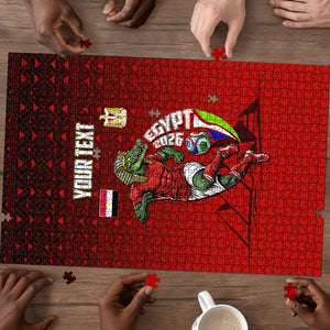 Personalized Egypt Soccer Crocodile Mascot Puzzle Egyptian Pyramid Football Cultural Graphic Art