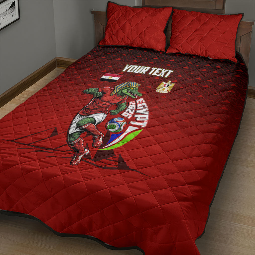 Personalized Egypt Soccer Crocodile Mascot Quilt Bed Set Egyptian Pyramid Football Cultural Graphic Art