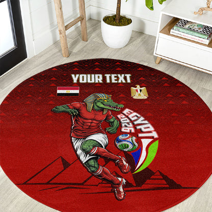 Personalized Egypt Soccer Crocodile Mascot Round Carpet Egyptian Pyramid Football Cultural Graphic Art