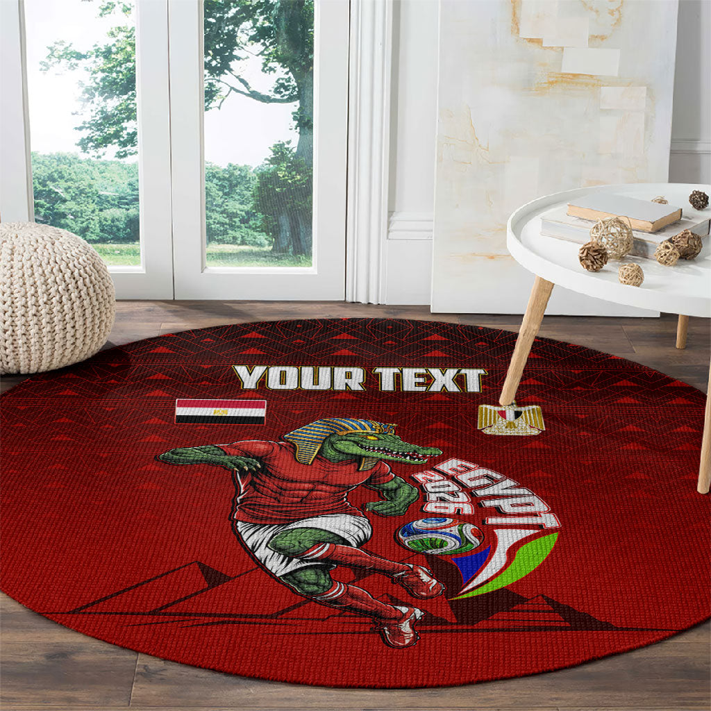 Personalized Egypt Soccer Crocodile Mascot Round Carpet Egyptian Pyramid Football Cultural Graphic Art