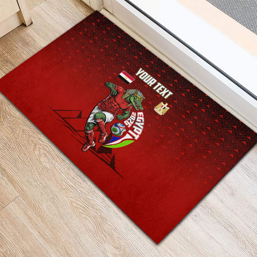 Personalized Egypt Soccer Crocodile Mascot Rubber Doormat Egyptian Pyramid Football Cultural Graphic Art