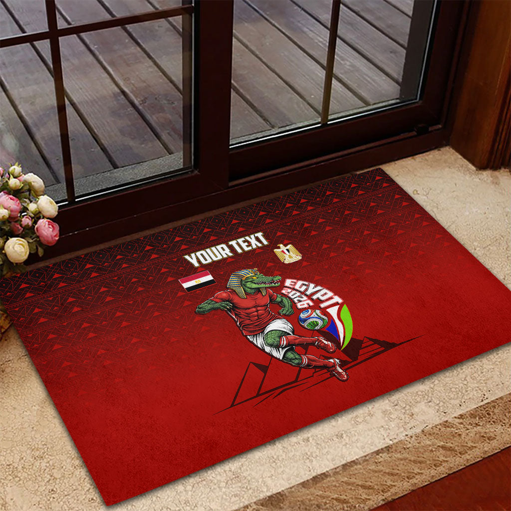 Personalized Egypt Soccer Crocodile Mascot Rubber Doormat Egyptian Pyramid Football Cultural Graphic Art