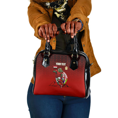 Personalized Egypt Soccer Crocodile Mascot Shoulder Handbag Egyptian Pyramid Football Cultural Graphic Art