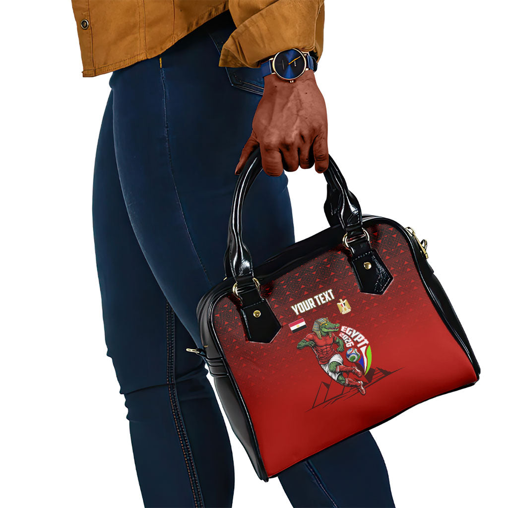 Personalized Egypt Soccer Crocodile Mascot Shoulder Handbag Egyptian Pyramid Football Cultural Graphic Art