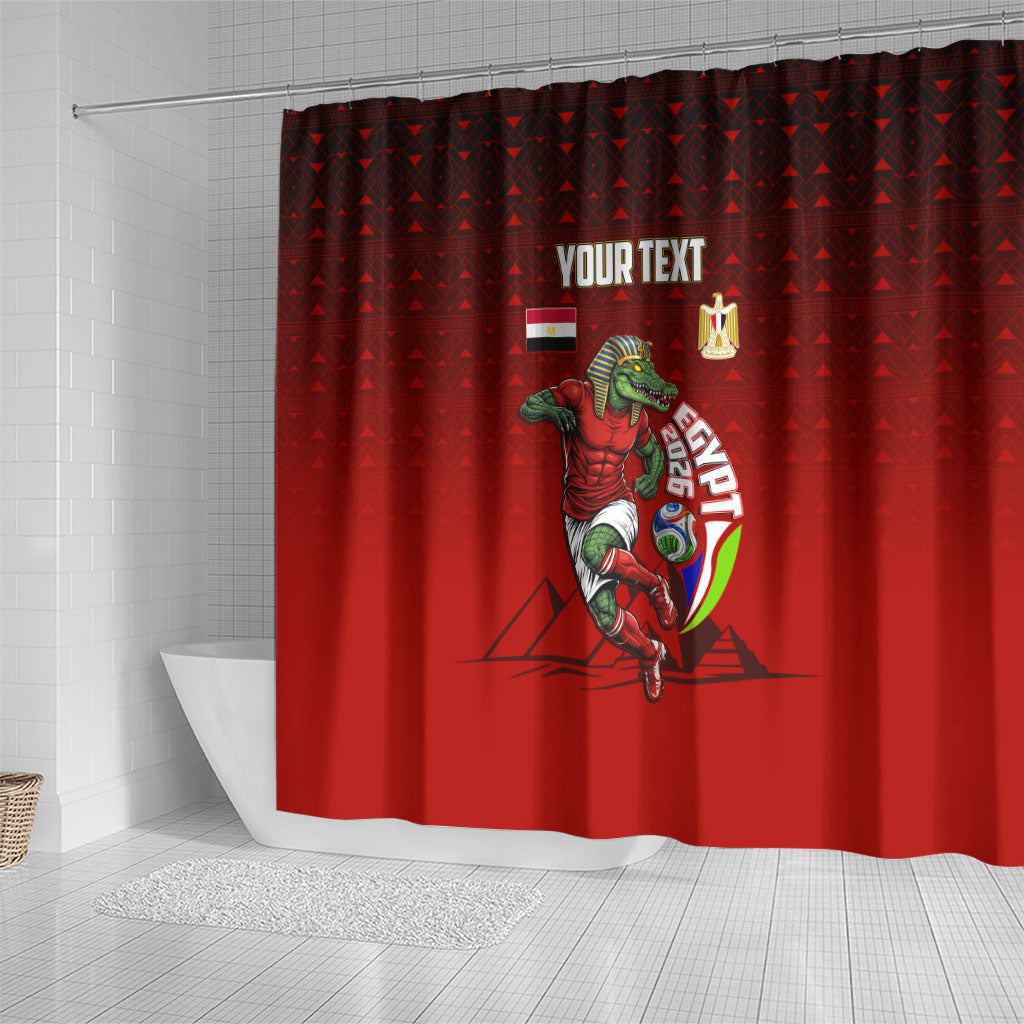 Personalized Egypt Soccer Crocodile Mascot Shower Curtain Egyptian Pyramid Football Cultural Graphic Art