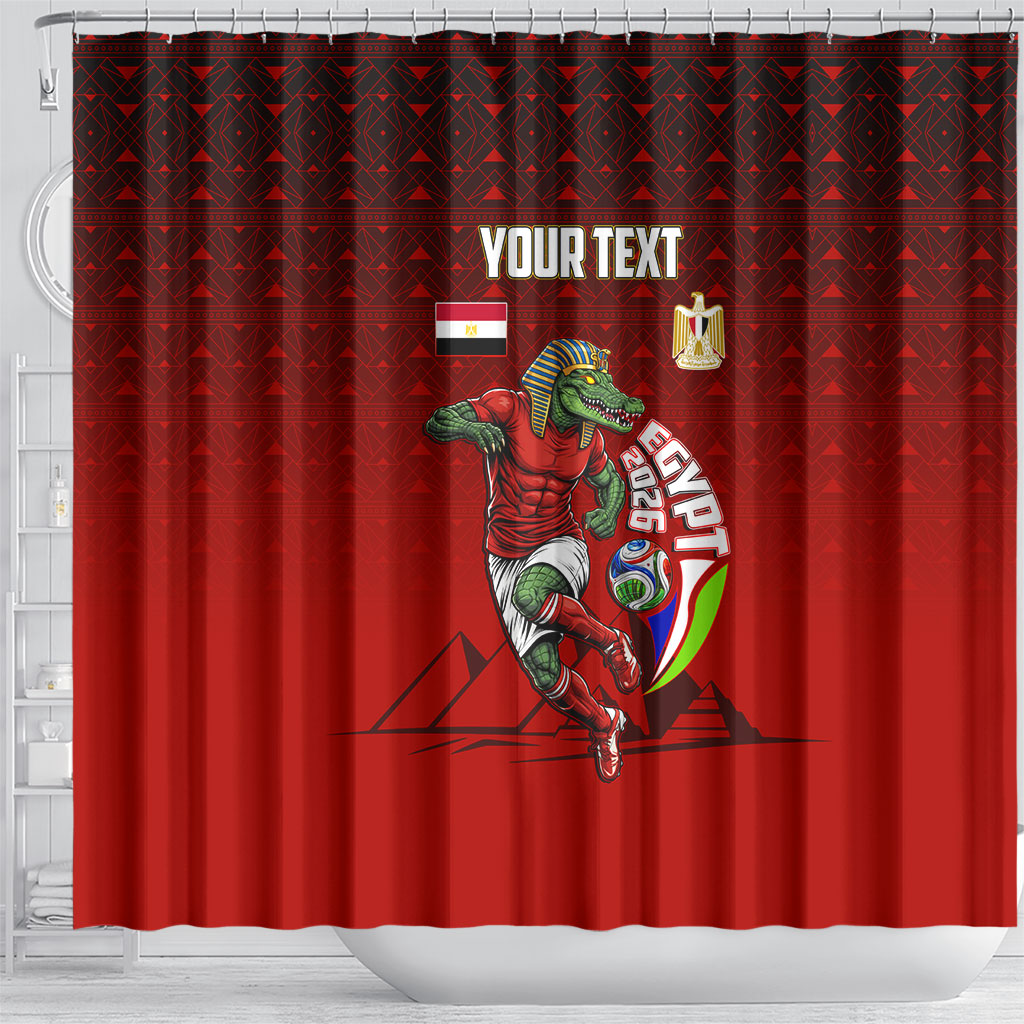 Personalized Egypt Soccer Crocodile Mascot Shower Curtain Egyptian Pyramid Football Cultural Graphic Art